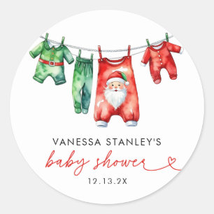 Moderne Red Holly Weihnachtsdusche Runder Aufkleber