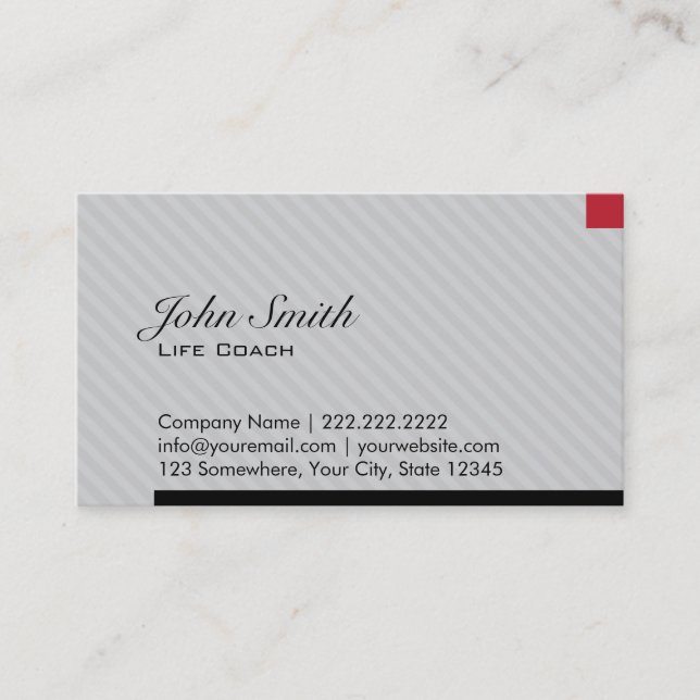 Moderne Red Pixel Life Coach Business Card Visitenkarte (Vorderseite)