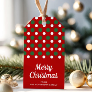 Moderne Red Polka Dots Frohe Weihnachten Geschenkanhänger