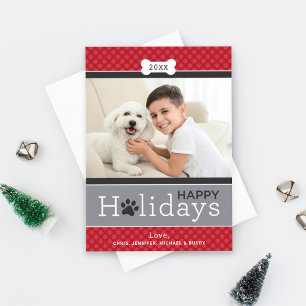 Moderne Red Puppy Dog Theme Happy Holidays Feiertagskarte