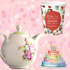 Moderne Red Strawberry Blue Berry Sweet Baby Dusch Pappbecher