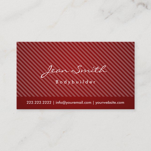 Moderne Red Strips Bodybuilding Business Card Visitenkarte (Vorderseite)