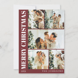 Moderne Red Stylish Family Weihnachtskarte Feiertagskarte