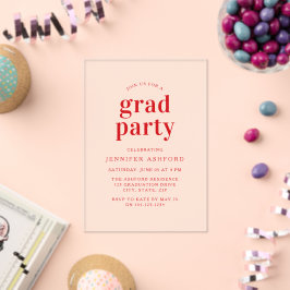 Moderne Red Trendy Graduation Party Acryleinladungen