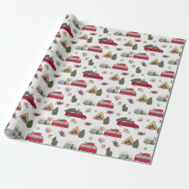 Moderne Red Truck Trailer Urlaub Weihnachten Geschenkpapier