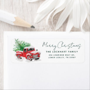 Moderne Red Truck Weihnachts Party Rücksendeadress