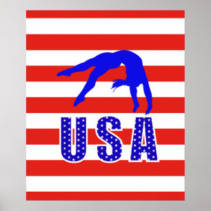 Moderne Red White Blue Stars Streifen USA Gymnasti Poster