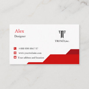 Moderne Red & White Business Card Visitenkarte