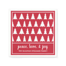 Moderne Red White Tree Muster Name Holiday Party