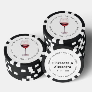 Moderne Red Wine Drink Voucher Hochzeit Pokerchips