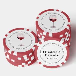 Moderne Red Wine Drink Voucher Hochzeit Pokerchips