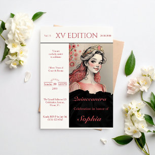Moderne Redaktion XV Quinceañera-Einladung Einladung