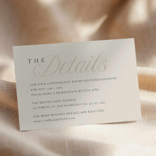Moderne redaktionelle Hochzeit-Beilagekarte Begleitkarte