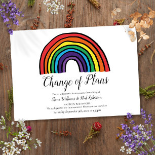 Moderne Regenbogen-Änderung der Pläne Verschobenes Einladung