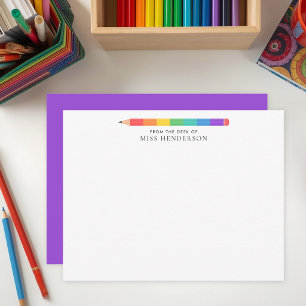 Moderne Regenbogen Bleistift benutzerdefinierte Le Mitteilungskarte