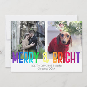 Moderne Regenbogen-Frohe-Weihnachten-und-Neujahr-K Feiertagskarte