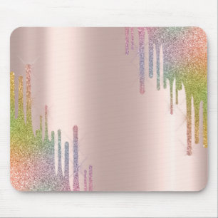 Moderne Regenbogen Glitter Tropfen Rose Gold Mousepad