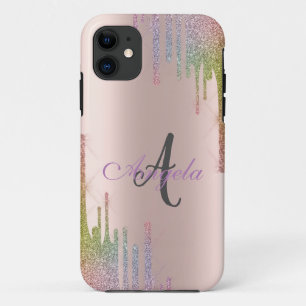 Moderne Regenbogen-Glitter-Tropfen, Roségold, Mono Case-Mate iPhone Hülle