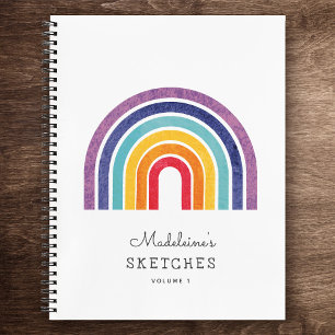 Moderne Regenbogen-Kinder Namensskizzen im individ Notizbuch