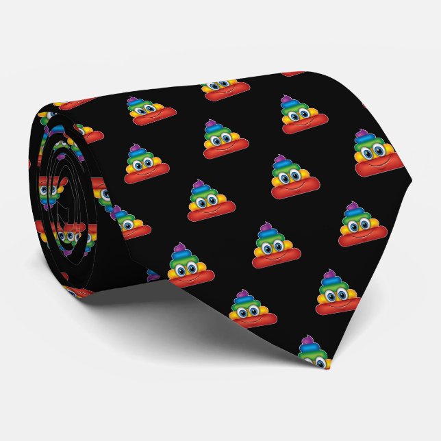 Moderne Regenbogen-Kot-Emojis Krawatte (Gerollt)