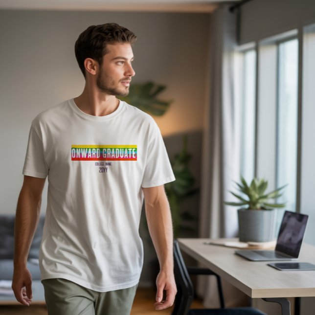Moderne Regenbogen-Onward-Graduate-Shirt Selbstbew T-Shirt (Von Creator hochgeladen)