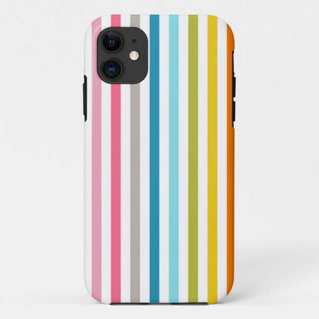 Moderne Regenbogen-Trendfarbene Streifen Case-Mate iPhone Hülle (Rückseite)