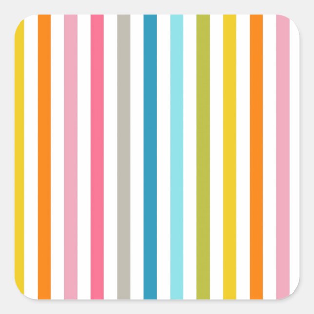 Moderne Regenbogen-Trendfarbene Streifen Quadratischer Aufkleber (Vorderseite)