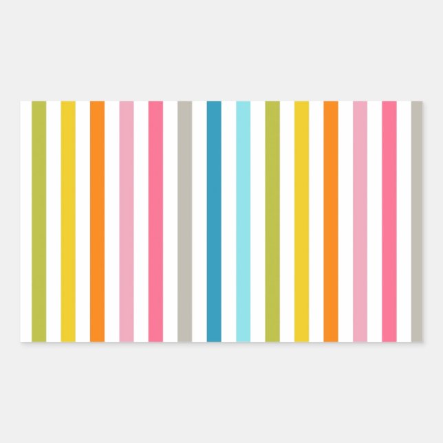 Moderne Regenbogen-Trendfarbene Streifen Rechteckiger Aufkleber (Vorderseite)
