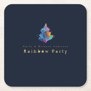 Moderne Regenbogen-Weihnachtsbaum personalisierte  Rechteckiger Pappuntersetzer