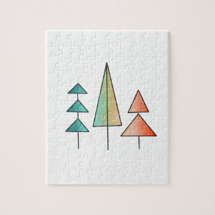 Moderne Regenbogenbäume im Mittelalter erröten aqu Puzzle