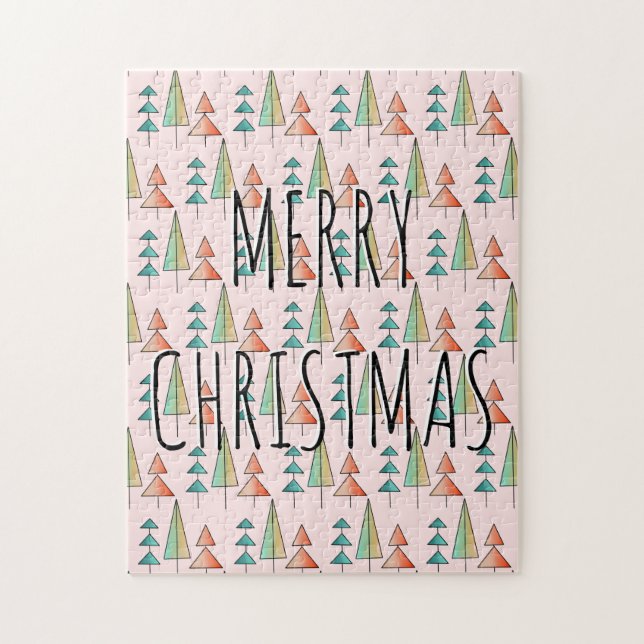 Moderne Regenbogenbäume im Mittelalter erröten aqu Puzzle (Vertikal)