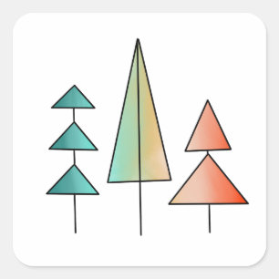 Moderne Regenbogenbäume im Mittelalter erröten aqu Quadratischer Aufkleber