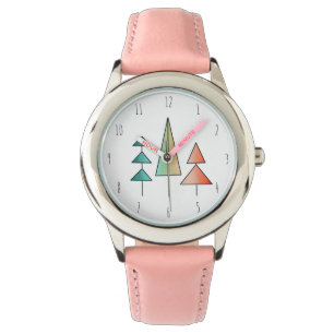 moderne Regenbogenbäume in Teal und Rosé Mitte des Armbanduhr