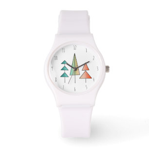 moderne Regenbogenbäume in Teal und Rosé Mitte des Armbanduhr