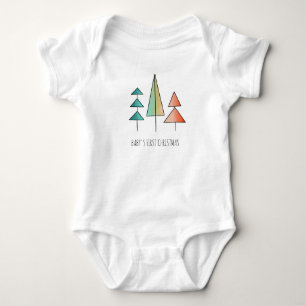 moderne Regenbogenbäume in Teal und Rosé Mitte des Baby Strampler