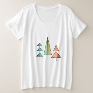 moderne Regenbogenbäume in Teal und Rosé Mitte des Große Größe T-Shirt