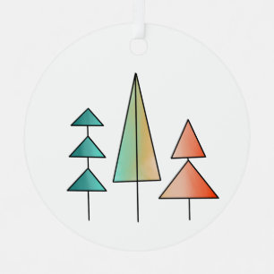 moderne Regenbogenbäume in Teal und Rosé Mitte des Ornament Aus Metall