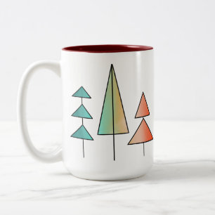 moderne Regenbogenbäume in Teal und Rosé Mitte des Zweifarbige Tasse