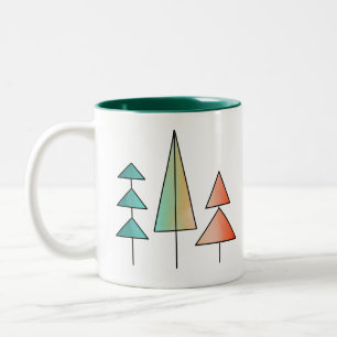 moderne Regenbogenbäume in Teal und Rosé Mitte des Zweifarbige Tasse