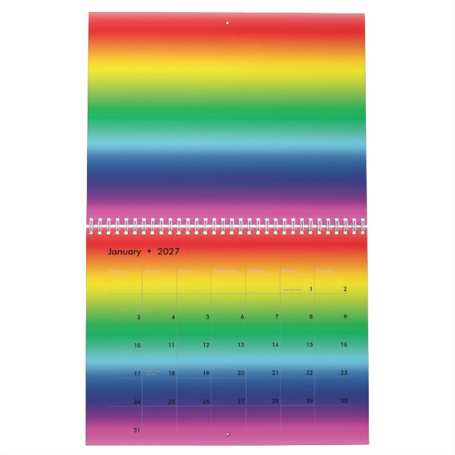 Moderne Regenbogenfarben Gay Pride LGbt Kalender (Jan 2027)