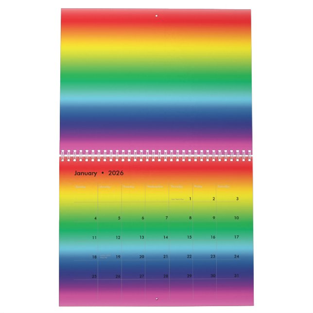 Moderne Regenbogenfarben Gay Pride LGbt Kalender