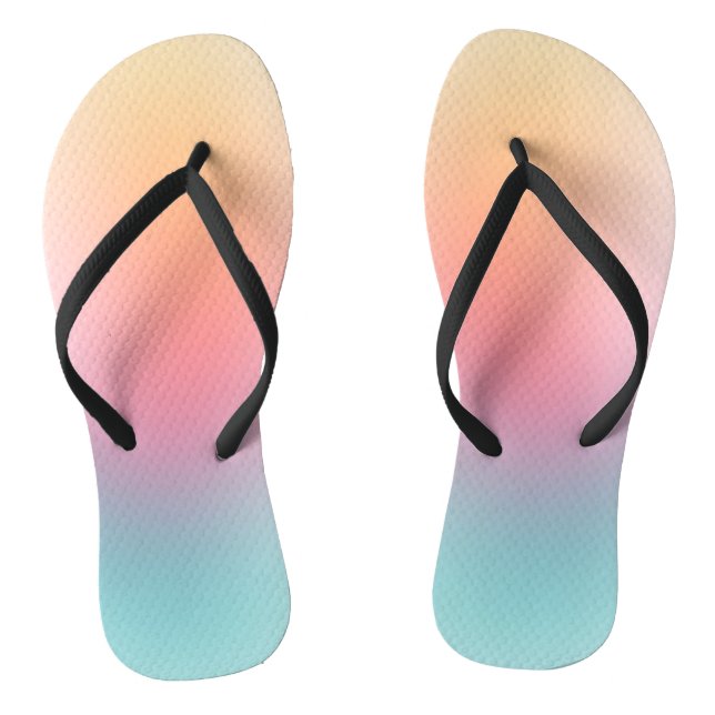 Moderne Regenbogenfarben Rosa Rosa Gelb Blau Flip Flops (Fußbett)