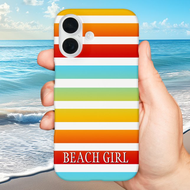 Moderne Regenbogenstreifen - farbenfrohe Gestaltun Case-Mate iPhone Hülle (Phone case featuring an elegant colorful rainbow stripe pattern with custom background color)
