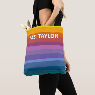 Moderne Regenbogenstreifen-Lehrergeschenk mit Name