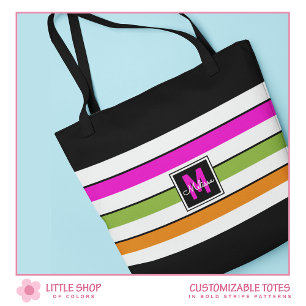Moderne Regenbogenstreifen Monogramm-Tasche