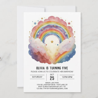 Moderne Regenbogenwolken zum Geburtstag Einladung