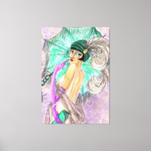 Moderne Regenschirmweibchen Leinwand Prin Vintage