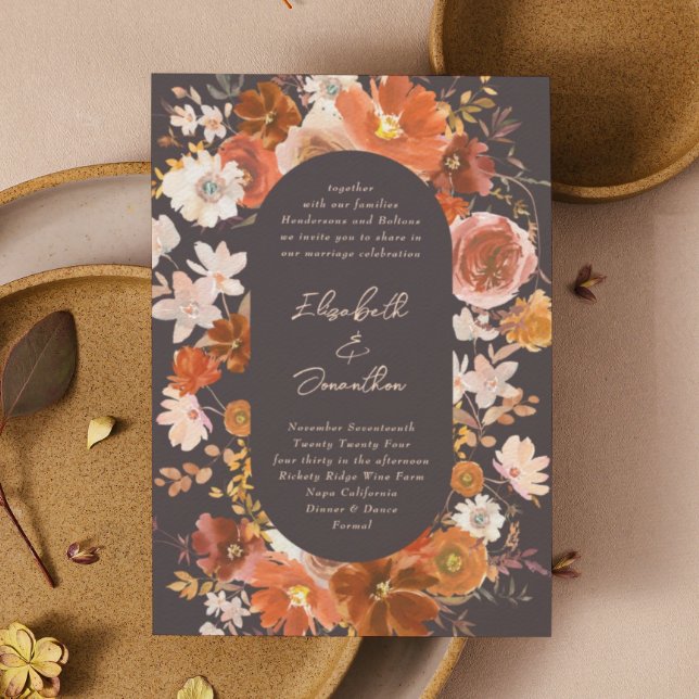 Moderne, reiche Kupfer florale botanische Wasserfa Einladung (Von Creator hochgeladen)