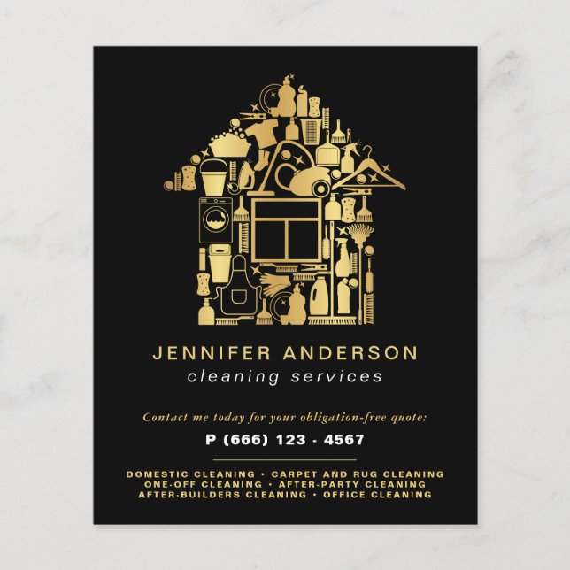 Moderne Reinigung von Gold und Schwarz Flyer (Vorne)