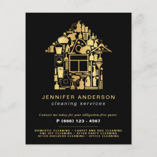 Moderne Reinigung von Gold und Schwarz Flyer